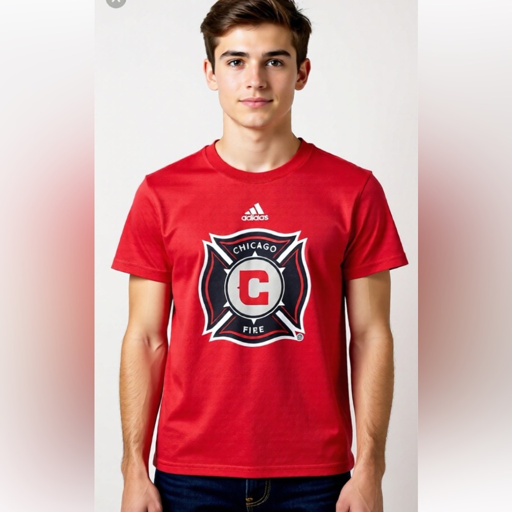 Adidas Chicago Fire MLS adidas Red Primary Logo T-Shirt Size 14T